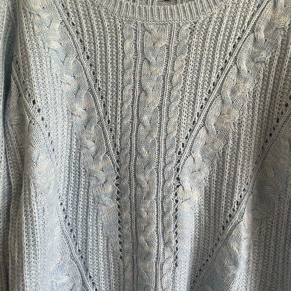 SO Perfect Women's Soft Blue Cable Knit Sweater - Picture 4 of 9